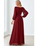 Vestido Longo de Festa Manga Longa Chiffon Elegante Madrinha | Islasi